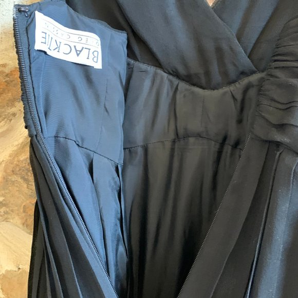 OLEG CASSINI SILK V-NECK BEAD STRAPS GOWN SZ: 4 - Picture 7 of 8